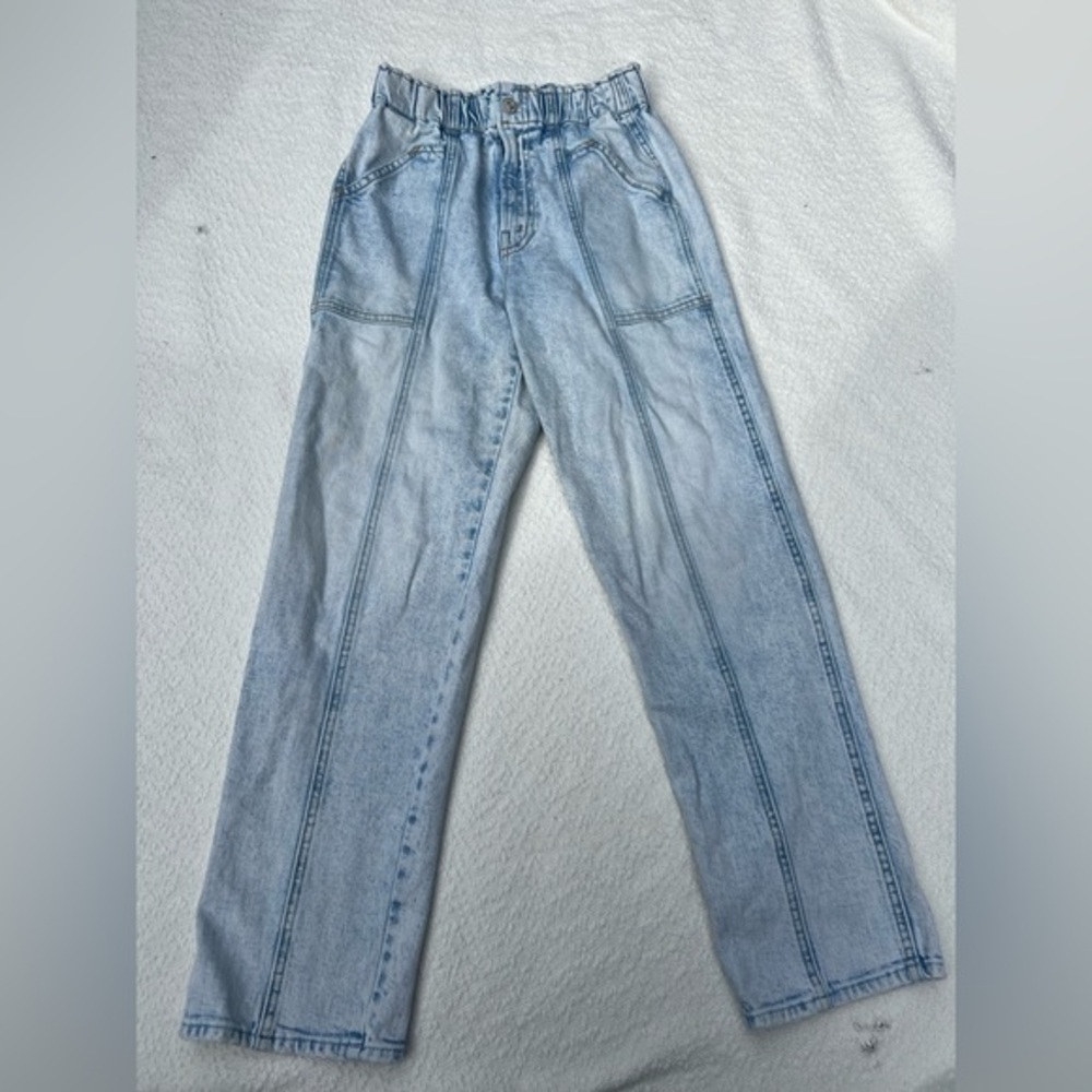 MOTHER Superior The Springy Ankle Elastic Waist Front Seam Jeans Light Wash 25